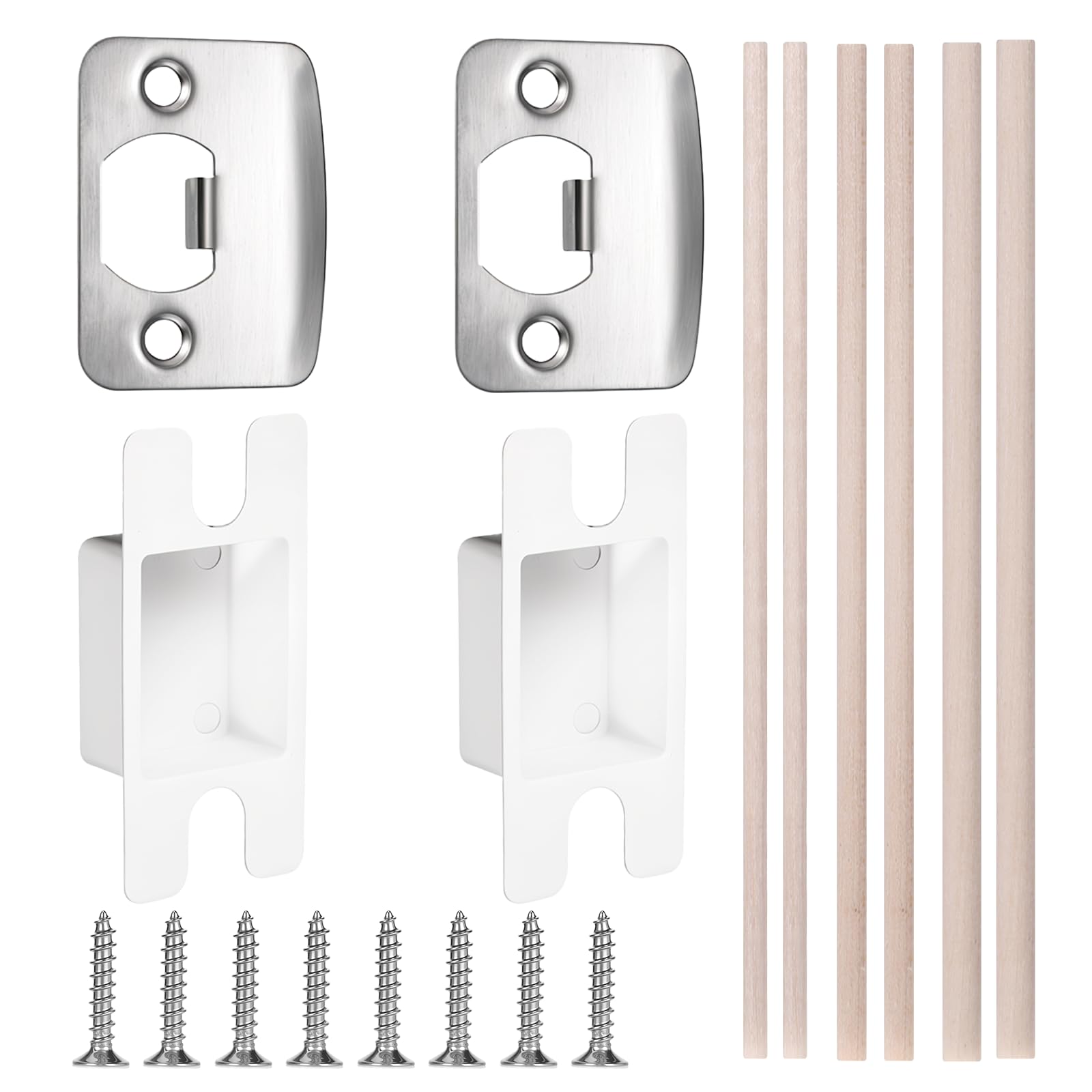 Standard Door Latch Restorer with Dust Box Strike Plates for Interior Doors: Universal Security Door Lock Hardware Repa