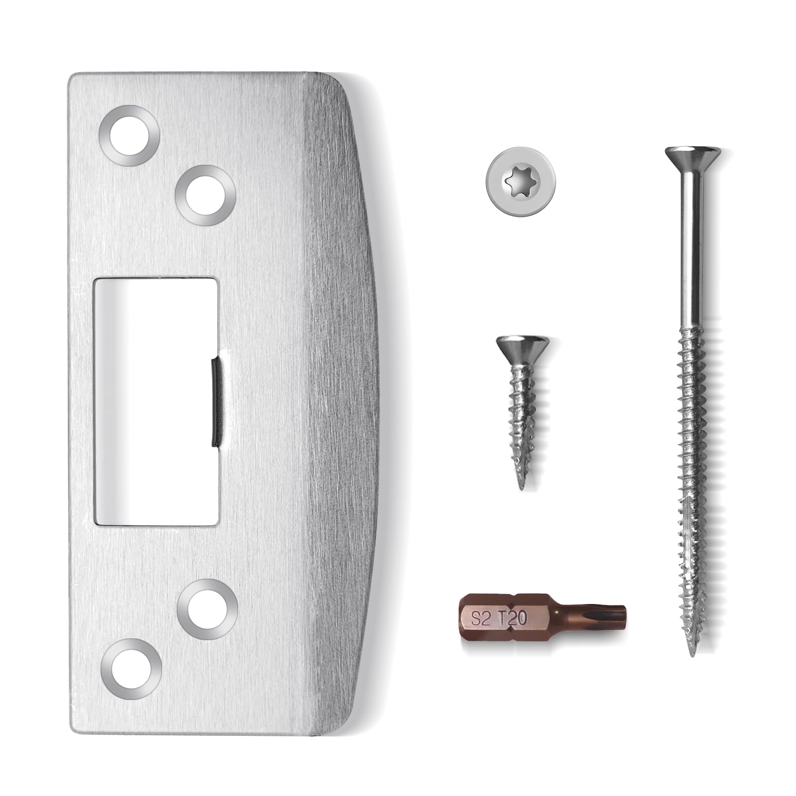 Oversized Door Strike Plate for Heavy Duty Use, Reinforced for Worn Slots, Fix Door Won't Latch (Satin Nickel, 1 Pack)