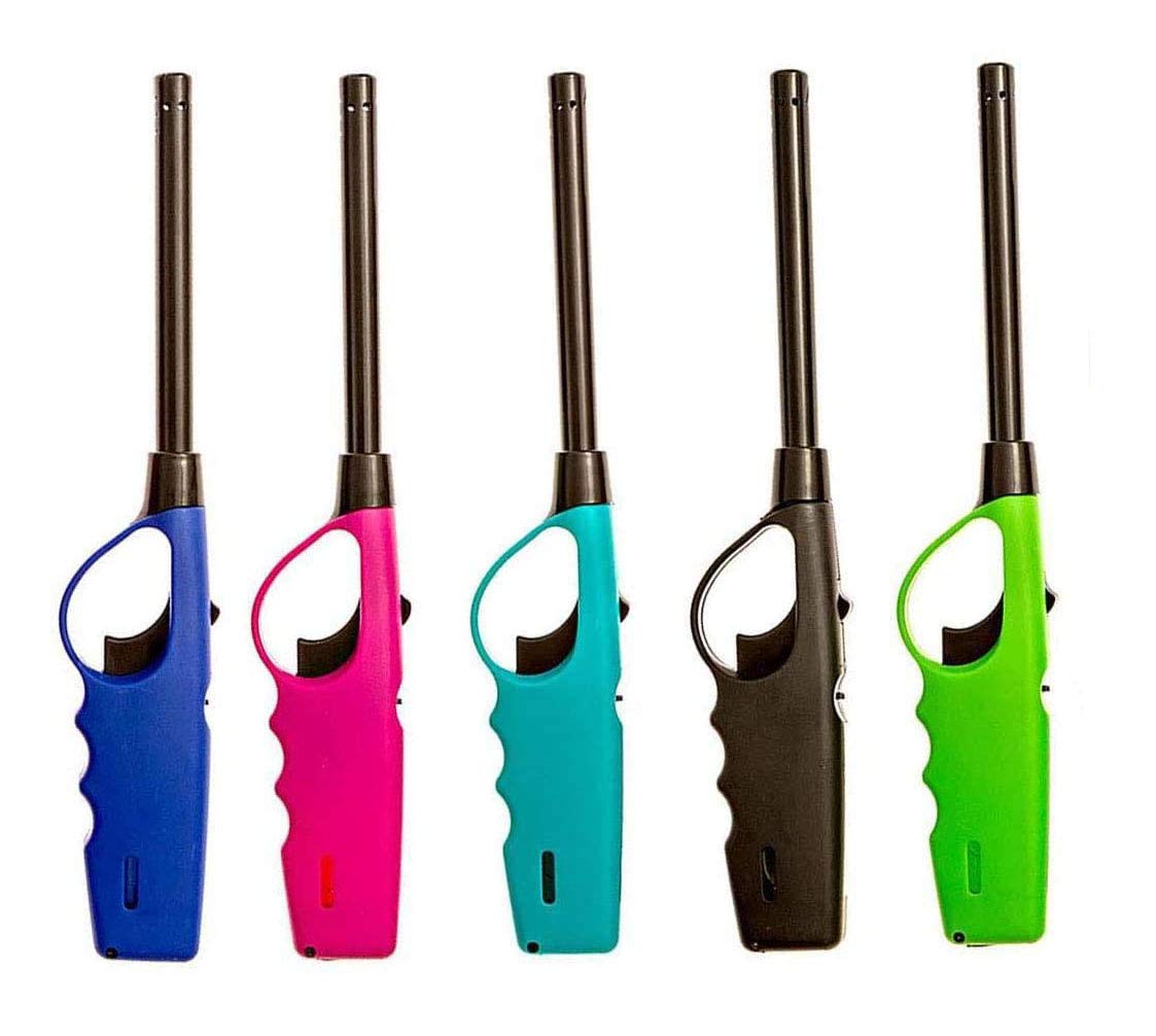Long Lighters Pack, 5 Pack Butane Refillable Fire Lighters for Multipurpose BBQ and Grill Use, Perfect for Outdoor Enthu